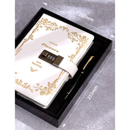 Notesbog med kombinationslås - Personlig dagbog med hængelås - N