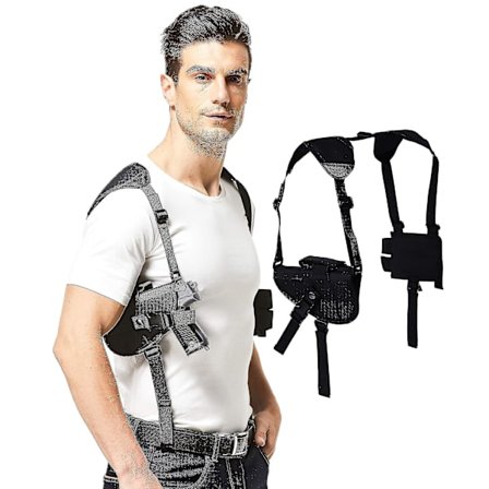 Pistolhölster passar kompakt till stora handeldvapen Dold bäraxelhölster med magasinsficka Kompatibel höger- och vänsterhandsvapentillbehör