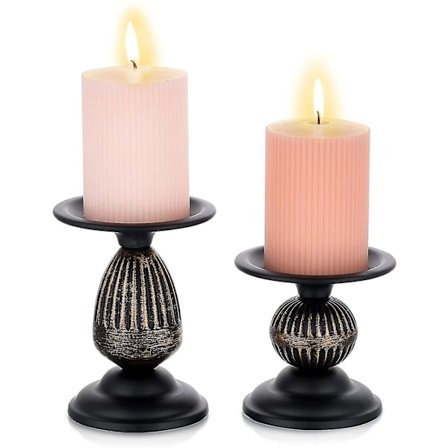 Lysestaker Sett med 2 Distressed Metall Lysestaker