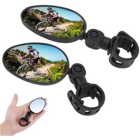 ING Cykel backspegel set - 2 stycken - Oval - 19x11x2cm - Svart - Stöttålig