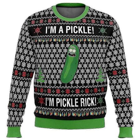 Pickle Rick Ruma Jouluneule Lahja Joulupukki Villapaita Miehet 3D Collegepaita Ja Toppi