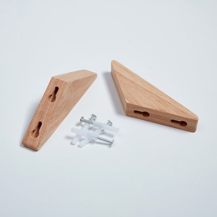 2 kleskroker i naturlig bøk, veggstativ for oppheng h