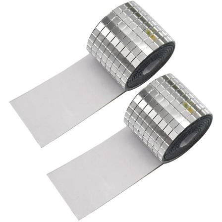 Ruller Selvhæftende Spejlmosaik Stickers DIY Dekoration Glasmosaikfliser (100X4X0.12CM, Sølv)