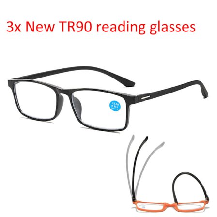 3x Läsglasögon Herr Dam TR90 Sportläsare +1.0 1.5 2.0 2.5 3.0 3.5 4.0 Svart +2.50 styrka na