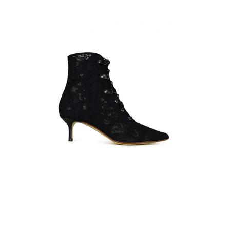 Francesco Russo Lace støvler Sort, Dame, Størrelse: 38 1/2 EU
