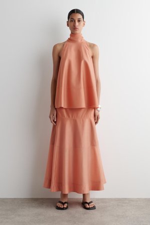 COS Panelled A-Line Midi Skirt in Orange - Women