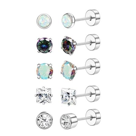 Kirurgisk stål øredobber for kvinner menn Hypoallergeniske øredobber for sensitive ører Flat Back øredobber Stud 20G Rustfritt stål Ca