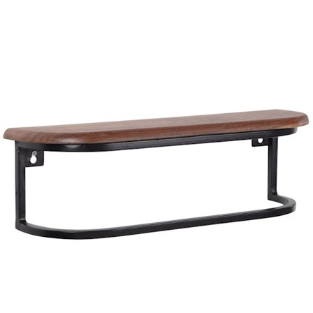 Rootz Modern Industrial Seinähylly - Kelluva hylly - Massiivipuu - Metallirunko - Säilytystila - Käsintehty - Ainutlaatuinen - 50cm x 15cm x 13cm