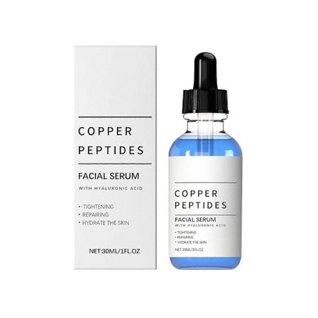 Kopparpeptider Ansiktsserum - GHK-Cu & Hyaluronsyra Anti-Aging Ansiktsserum för Reducering av Fina Linjer & Hudens Elasticitet, Uppstramning, 