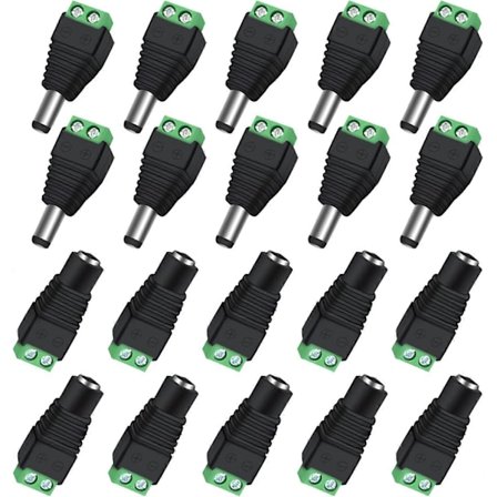 10 Par BNC/DC Strömkontakt Hane och Hona 2.1 x 5.5mm för CCTV Kamera/LED-slinga