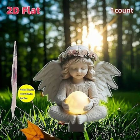 Lysende Engel Jente Hagestake, Akryl Utendørsdekorasjon, Enkel Installering, Rustikk Stil, Ingen Batterier Nødvendig, Plenkunst for Alle Årstider[YJD]