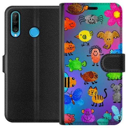 Yhteensopiva Lompakkokotelo Huawei P30 lite Little Scribble Friends