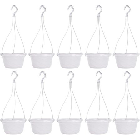 10 stk. Plastik Hængende Selvvandet Have Blomsterplante Potte til Udendørs Indendørs Planter Hvid