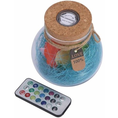 Ønsker Romantisk Pære LED Dimmer Flaske Lampe RGB med Fjernbetjening Nattelys til Fødselsdag til Mor, Damer og Pige Blå