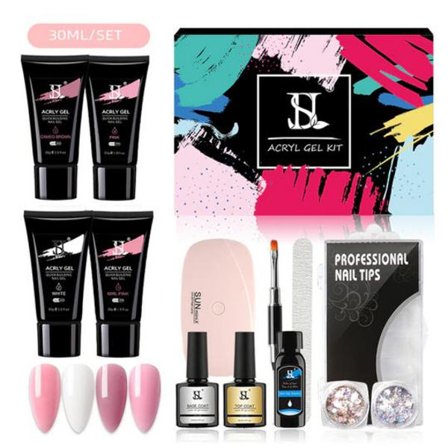 12 st Acrylic Gel - Poly Builder Gel Kit med UV-lampa