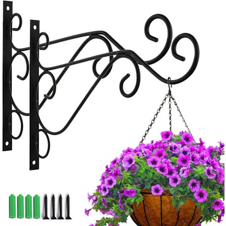 2 Pieces Wall Hanging Plant Hook With Screw Holder Plant Hook Lantern Bird Feeders Metal Garden Basket For Balcony Garden Decoration (geometry)