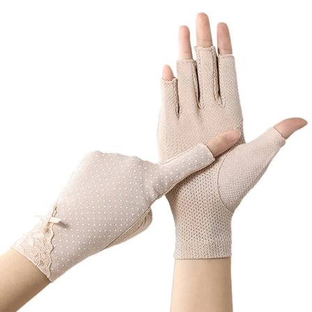 Solskyddshandskar med halvfinger, halkfria anti-UV-handskar, färg: brun