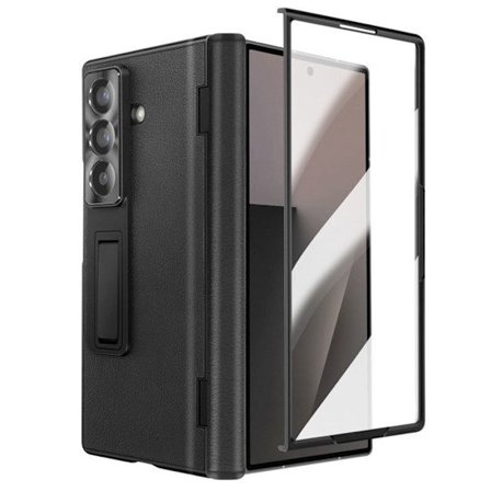 Helskalskydd för Samsung Galaxy Z Fold 7 med härdat glas och ställ i svart