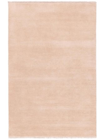 Handloom Fringes 100X160 Small Light Pink Plain (Single Colored) Wool Rug
