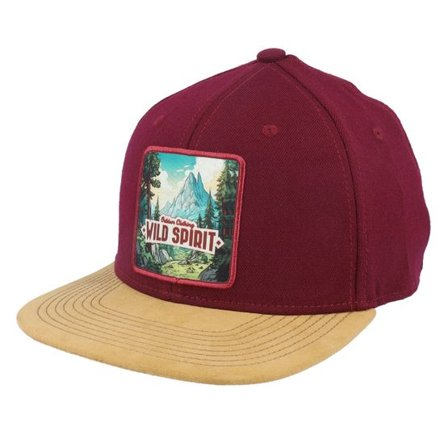 Wild Spirit - Röd snapback Keps - Mountain Forest Logo Box Suede Maroon Snapback @ Hatstore