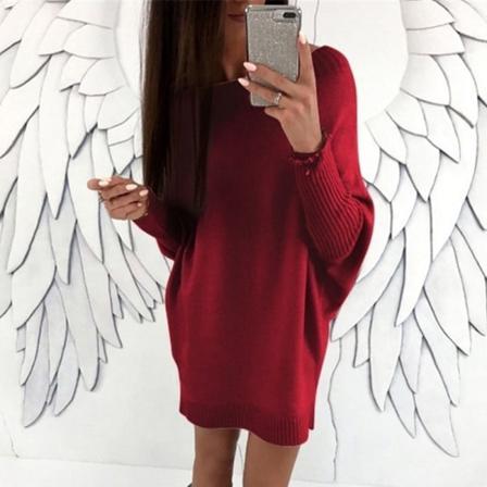 Höstens Populära Tröja Klänning Explosionsstil Lös Rund Hals T