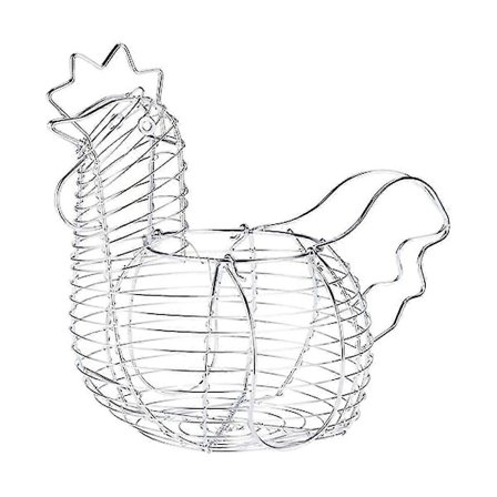 Eggkurver i metalltråd for egg, kyllingformet eggholder, rustikke runde kurver for egginnsamling med