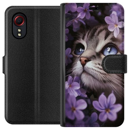 Kompatibelt Lommeboketui til Samsung Samsung Galaxy Xcover 5 Katt og blomster