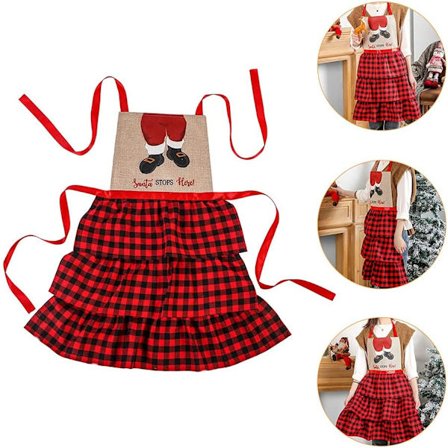 Rutete forkle med julemotiv av julenissen (rødt)