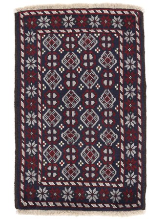 Noué À La Main Baloutche Tapis 65X99 Persan De Laine Noir/Rouge Foncé Petit