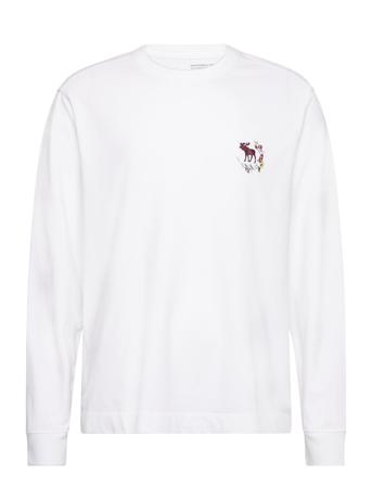 Anf Mens Knits T-shirts Long-sleeved Hvit Abercrombie & Fitch*Betinget Tilbud