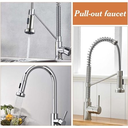 Kjøkkenkran med dobbel funksjon - avtakbart spraymunnstykke