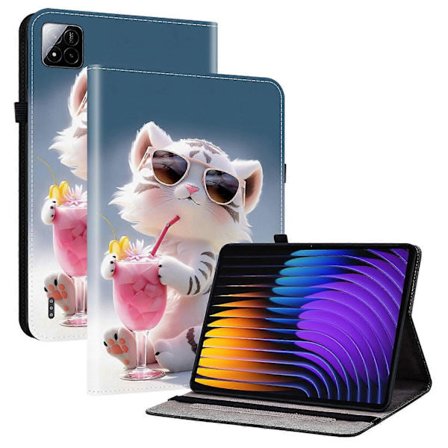 För Xiaomi Pad 7 Pro/Pad 7 Läderfodral Mönstertryckt Ställ Tablet Skydd med Kortfack
