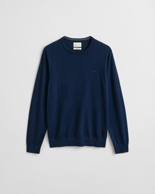 GANT - Genser i ekstra fin merinoull med rund hals til herre marine