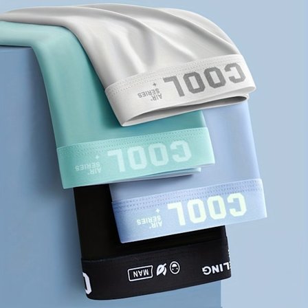 4st Ice Silk Cool undertøj til mænd, sexiga ultratunna antibakteriella boxershorts og bløde, behagelige elastiske boxershorts