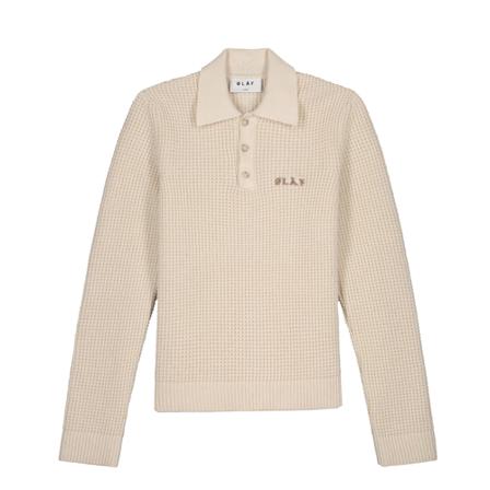 Olaf Hussein Waffle knit polo , Beige , Heren , Maat: S