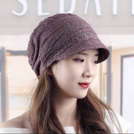 Blonder Hijab Caps Kortbremmet Bonnets MØRK LILLA