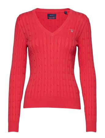 Stretch Cotton Cable V-Neck Villapaita Punainen GANT