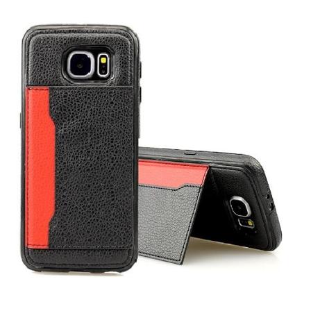 Samsung Galaxy S6 PU läder Plånboksfodral med inbyggt ställ Black