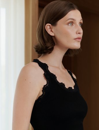 Rosemunde Rwbabette Sl U-Neck Long Lace Top - Black - XS