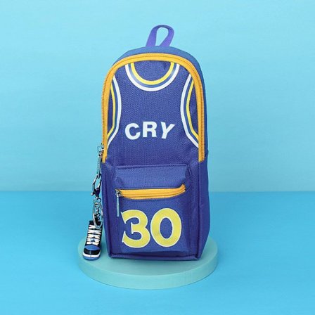 Blå stor pennal (nr. 30), dobbeltlags skolepenn med stor kapasitet, pennal for skole, sminke