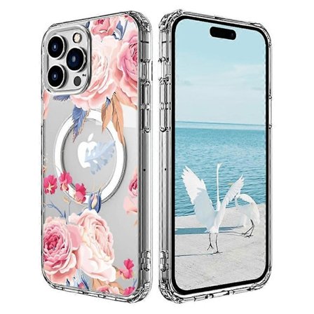 Skal för iPhone 16 Pro Kompatibelt med MagSafe Blommönster Tryck TPU+PC Telefonskal - Stil G