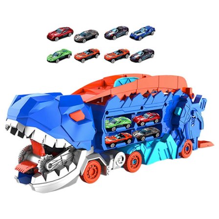 Dinosaurie Leksaksbil Transport med 12 Minibilar & Ramp Leksaksset för Barn 43.2cmx14.3cmx17.5cm