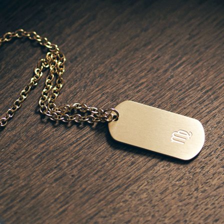 Collier zodiaque en acier doré - La Vierge pour hommes - Chaînes en acier