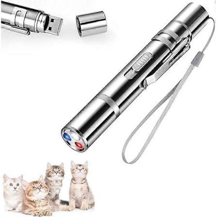 Katt Hund Rød Laserpeker Leketøy, Katteleker Katt Hund Interaktiv Leke, USB Oppladbar LED Kattepenn Lys, Kjæledyr Kloreøvelse Jage Treningsverktøy