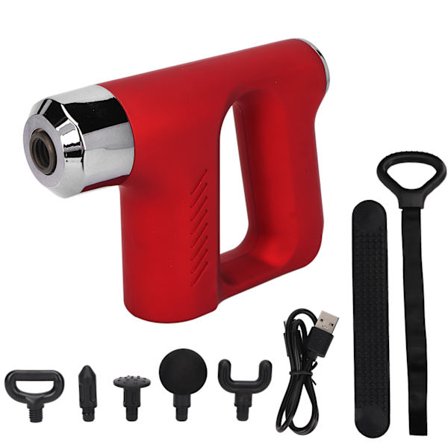 Muskelmassage Maskine 5 Styrke Gear Dyb Væv Fascia Massager med Strækrem Rød