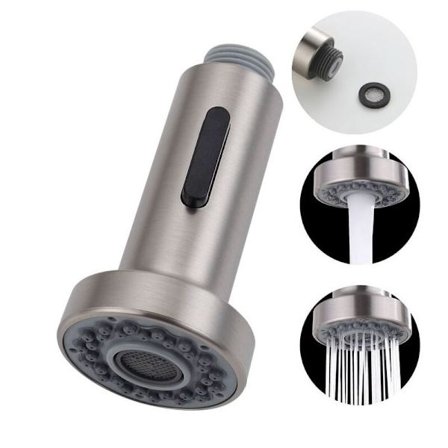 2-modus erstatningskranhode for kjøkkenkran, G1/2" - børstet - laget av høykvalitets ABS og galvanisering