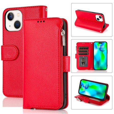 iPhone15PLUS - Stilrent Fodral med Dragkedja, Flip-Fodral med Axelrem