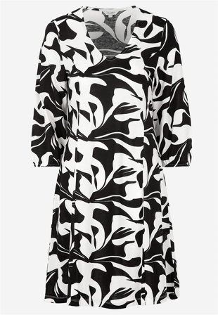 Cellbes of Sweden - Jersey-kjole med prinsessesnitt i svart / hvit / mønstret for damer i størrelse 34/36