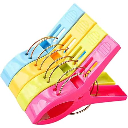 4 Pakke Strandhåndklæde Clips Stol Clips Håndklædeholder, Plastik Tøjklemmer Hængeclips, Strandclips, Håndklæde Clips til Strandstol, Tæpper, Pool