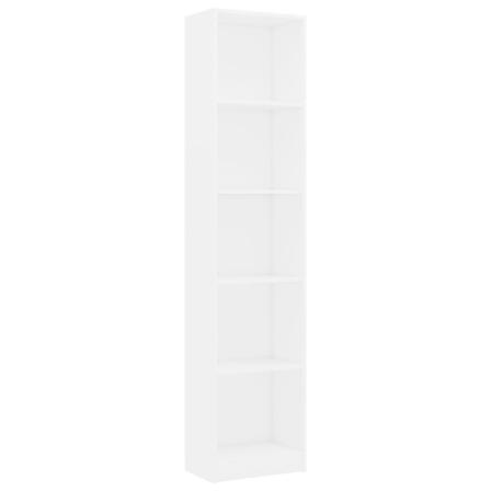 Vidaxl Bokhylla 5 Hyllor Vit 40x24x175 Cm Konstruerat Trä Vit